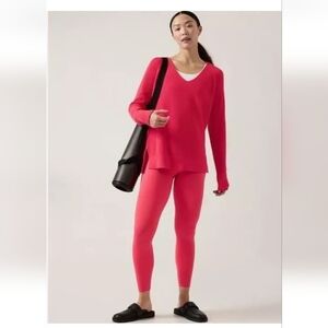 Athleta V-Neck Hanover Refined Extra Fine Merino Wool Sweater Size Small